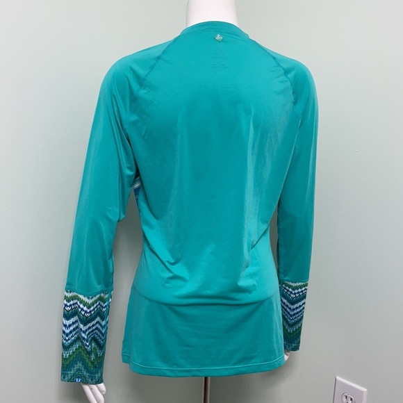 PrAna green geometric long sleeve mesh workout shirt size large - Picture 4 of 7